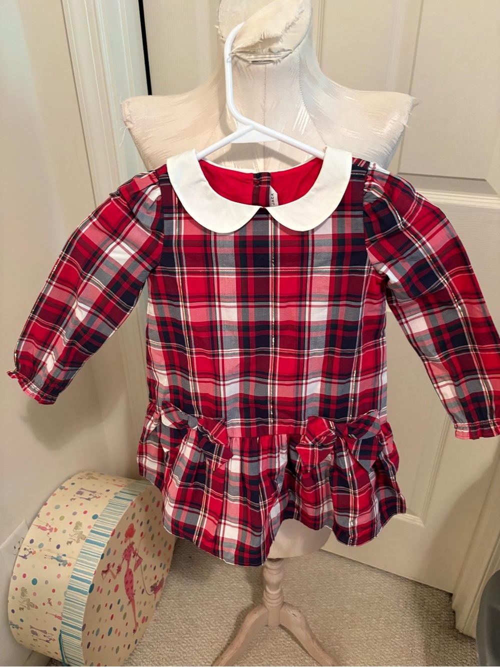 Janie and Jack Red Plaid Dress with White Peter Pan Collar size 3 NWT $79